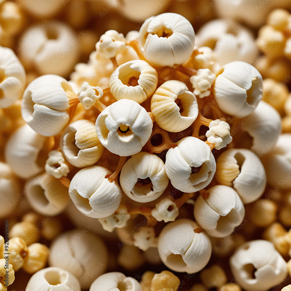 Atom Level, Popcorn Kernel, Atomic Bonds, Sharp Focus, No Blur, High-Detail, Microscopic, Organic Atom Level, Popcorn Kernel, Atomic Bonds, Sharp Focus, No Blur, High-Detail, Microscopic, Organic