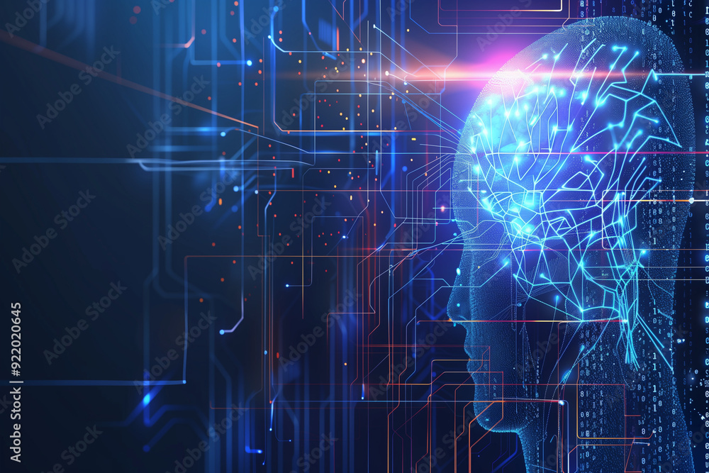 Fototapeta premium Abstract Virtual AI Brain Concept Background