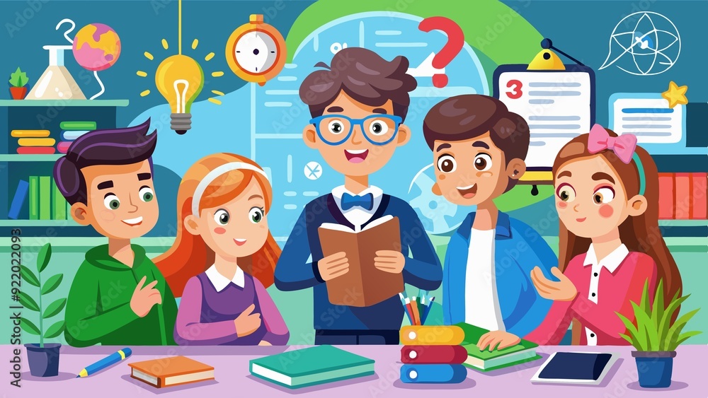 A cartoon illustration of kids in a classroom with one of them wearing a tie and the other
A cartoon illustration of kids in a classroom with one of them wearing a tie and the other
