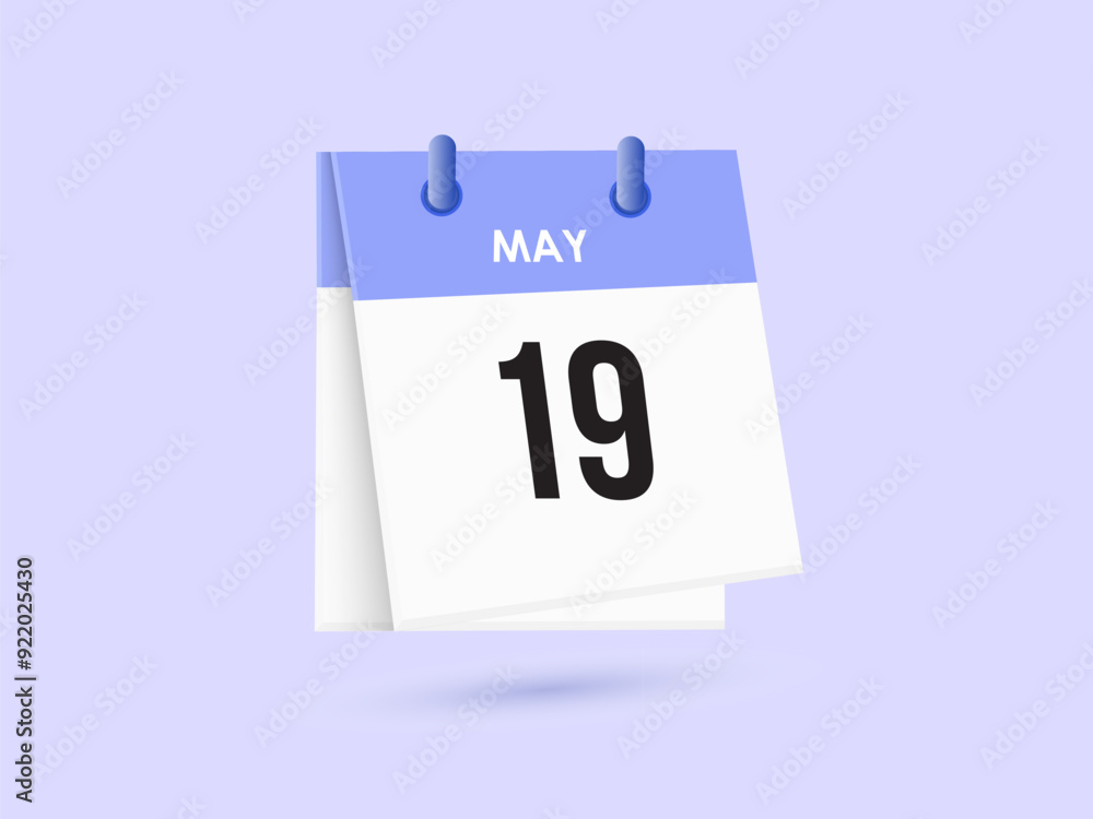 May 19 - calendar and Time planner. Daily Calendar Icon reminder. Vector Illustration. May 19 - calendar and Time planner. Daily Calendar Icon reminder. Vector Illustration.