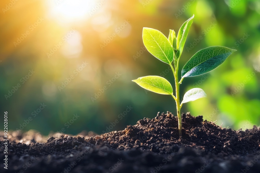 A fresh green plant emerging from rich soil, illuminated by warm sunlight, symbolizing growth and renewal in nature. A fresh green plant emerging from rich soil, illuminated by warm sunlight, symbolizing growth and renewal in nature.