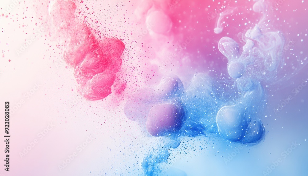 Swirling pink and blue ink clouds blend in a vibrant artistic display Swirling pink and blue ink clouds blend in a vibrant artistic display