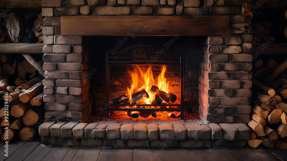 Fireplace with crackling logs
Fireplace with crackling logs