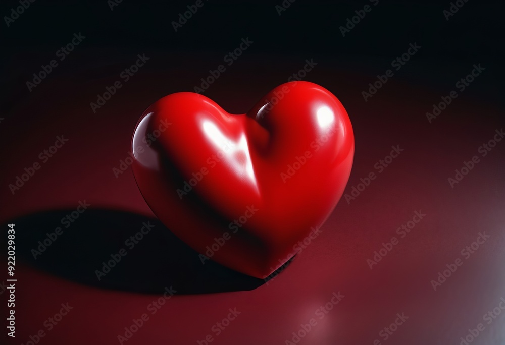 A red heart-shaped object on a dark red surface against a black background A red heart-shaped object on a dark red surface against a black background