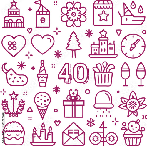 Happy New Year and Merry Christmas round outline banner