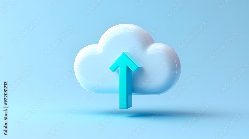 A blue cloud icon with an upward arrow, representing cloud storage and upload concepts, set against a light blue background. A blue cloud icon with an upward arrow, representing cloud storage and upload concepts, set against a light blue background.