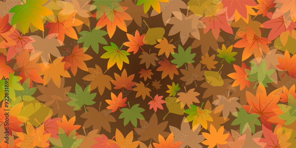 秋にぴったりな、赤や緑の紅葉したカエデの葉が重なるベクター背景画像 秋にぴったりな、赤や緑の紅葉したカエデの葉が重なるベクター背景画像