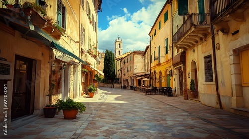 Fototapeta Naklejka Na Ścianę i Meble -  47. **Charming historic town square with cobblestone streets and old-world architecture