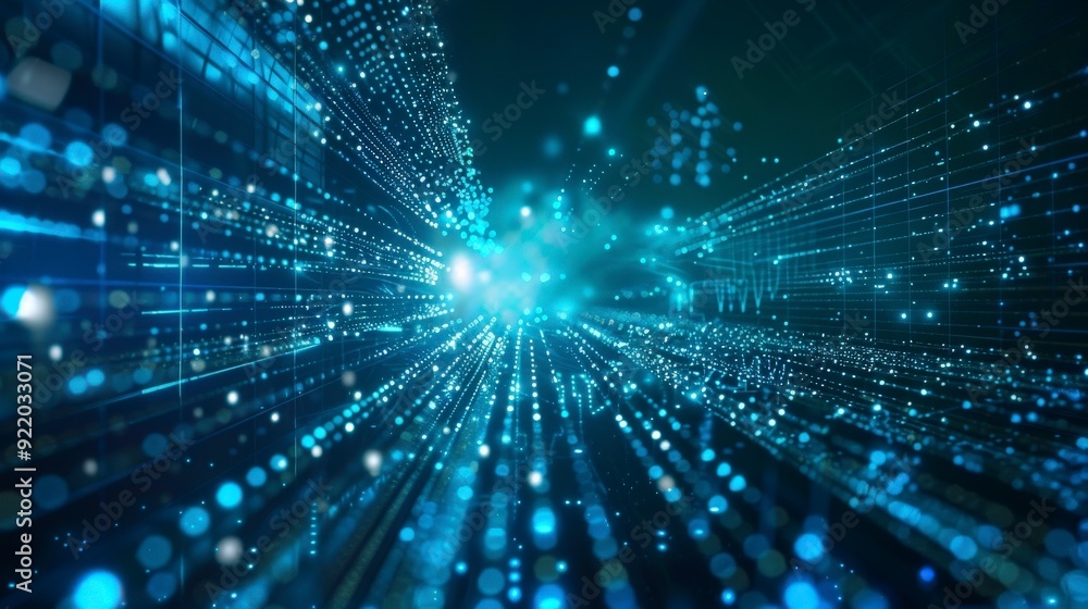 Abstract digital background with glowing particles and lines, representing technology and data flow. Abstract digital background with glowing particles and lines, representing technology and data flow.
