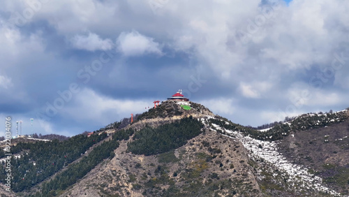 Cerro Otto At San Carlos De Bariloche In Rio Negro Argentina. Snowy Mountains. Time Lapse Landscape. Winter Background. Cerro Otto At San Carlos De Bariloche In Rio Negro Argentina.