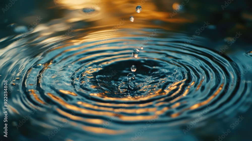 Close-up of water droplets creating ripples Close-up of water droplets creating ripples