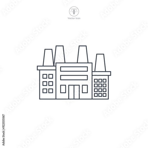 Factory building icon symbol vector illustration isolated on white background