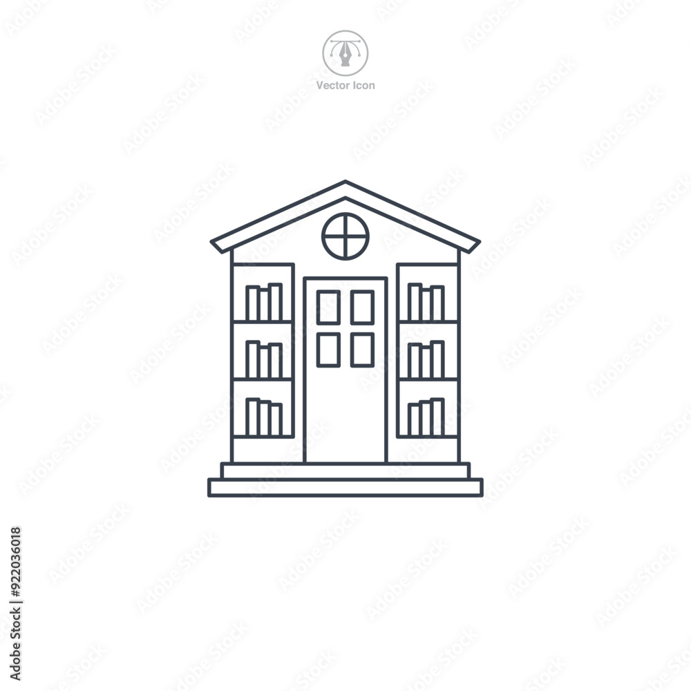 Library building icon symbol vector illustration isolated on white background Library building icon symbol vector illustration isolated on white background