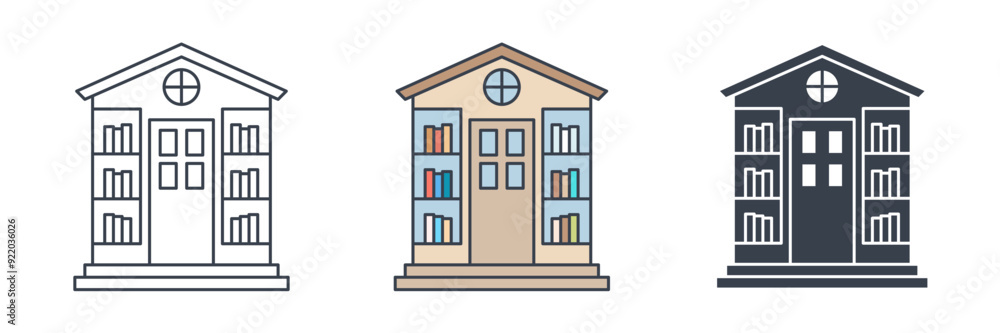Library building icon symbol vector illustration isolated on white background Library building icon symbol vector illustration isolated on white background
