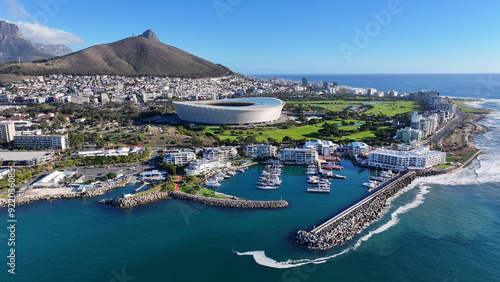 Downtown District At Cape Town In Western Cape South Africa. Table Mountain Landscape. Cityscape Scenery. Cape Town At Western Cape South Africa. Tourism Travel. Stunning Skyline. photo