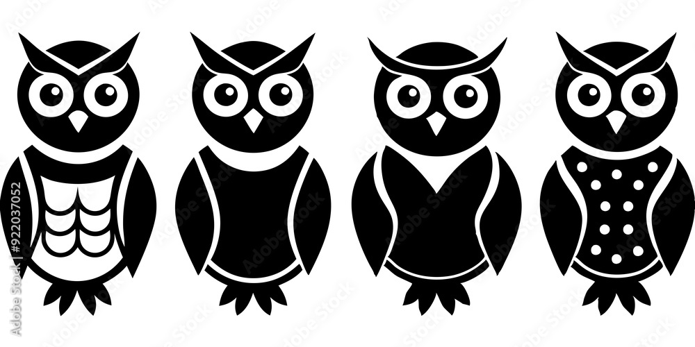Set of owl icons silhouette vector art style illustration
Set of owl icons silhouette vector art style illustration