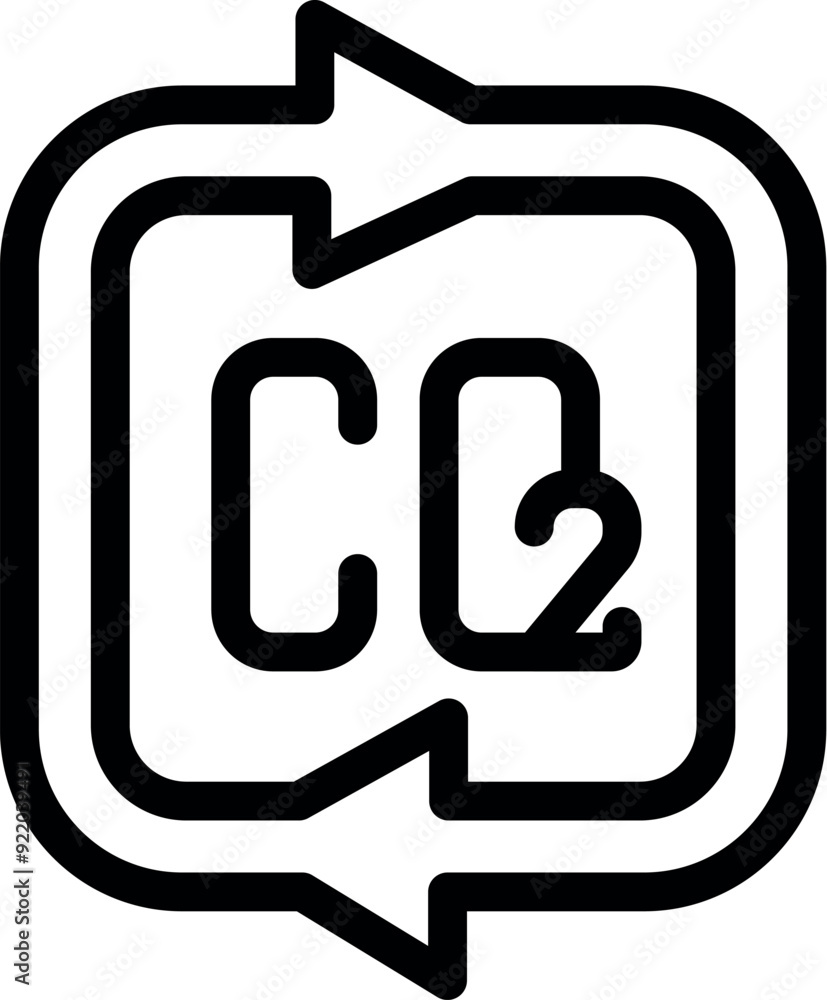 This icon represents the concept of reducing co2 emissions through a circular economy model This icon represents the concept of reducing co2 emissions through a circular economy model