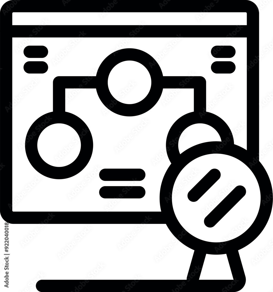 Magnifying glass is inspecting a website flowchart, symbolizing data analysis and website optimization Magnifying glass is inspecting a website flowchart, symbolizing data analysis and website optimization