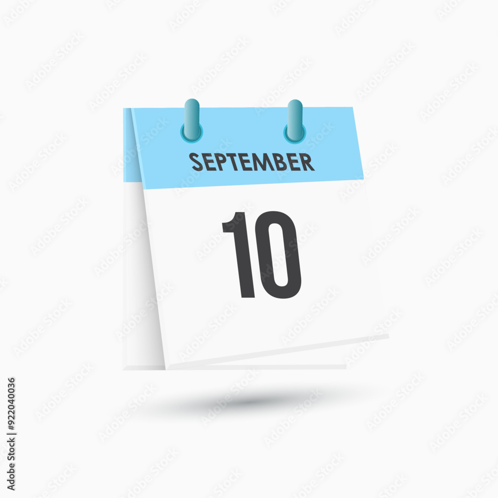 Obraz premium September 10 - calendar and Time planner. Daily Calendar Icon reminder. Vector Illustration.