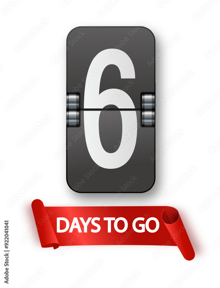 Obraz premium 6 days to go icon set. Countdown of days remaining. Offer timer sticker limited to a few days. Vector