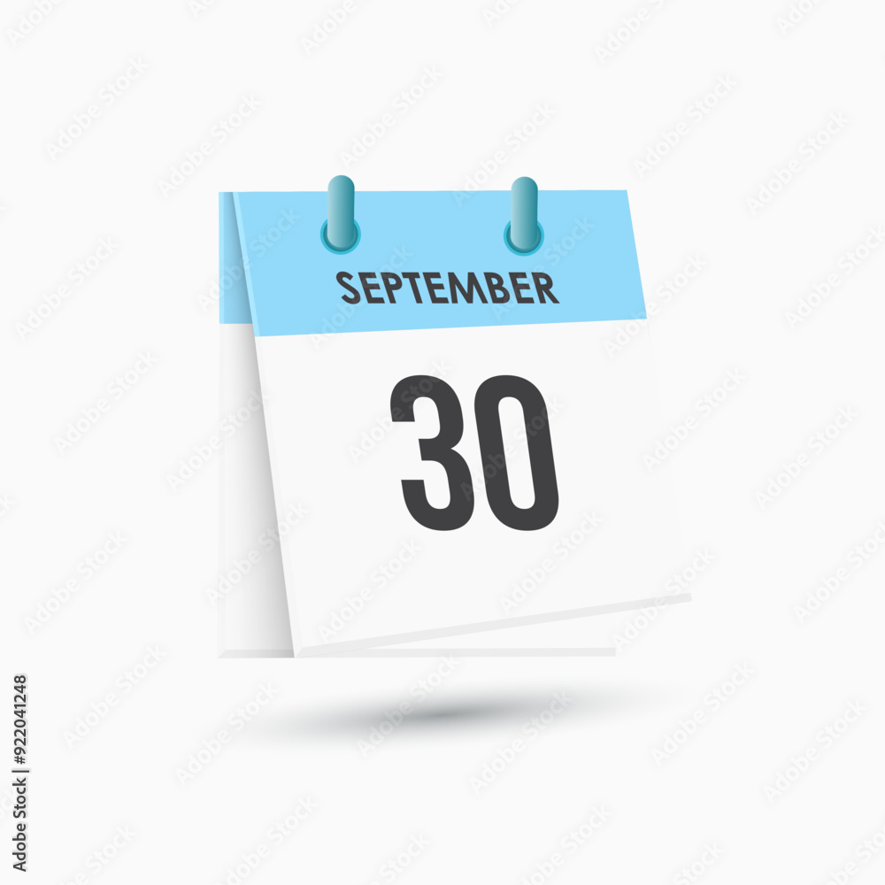 Obraz premium September 30 - calendar and Time planner. Daily Calendar Icon reminder. Vector Illustration.