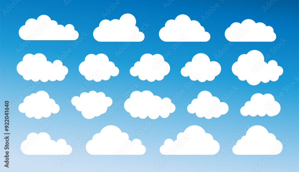 Set of cartoon cloud in a flat design. White cloud. Vector Set of cartoon cloud in a flat design. White cloud. Vector