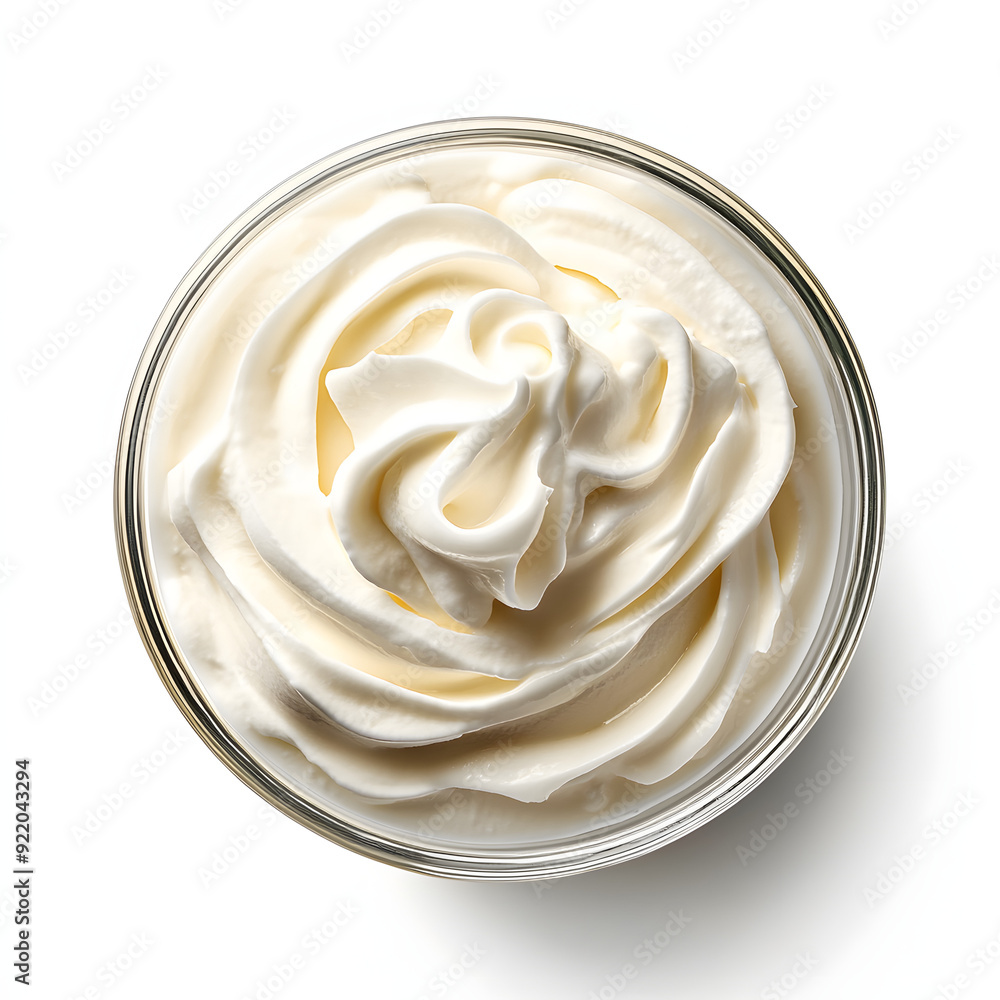 Bowl of sour cream isolated on white background Bowl of sour cream isolated on white background