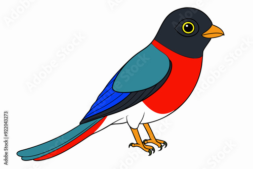 Scarlet-Rumped Trogon Vector Illustration Vibrant Plumage