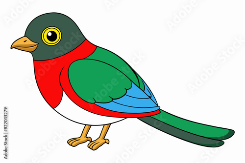 Scarlet-Rumped Trogon Vector Illustration Vibrant Plumage