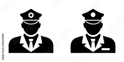 Police officer icons silhouette vector art style illustration
