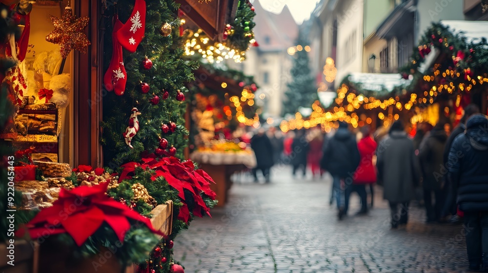 93. **Charming European market square with festive holiday decorations 93. **Charming European market square with festive holiday decorations