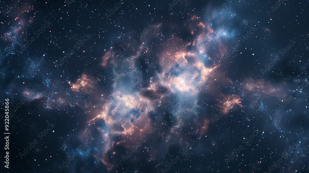 Fototapeta premium A stunning cosmic scene depicting nebulae and stars in a vast galaxy.