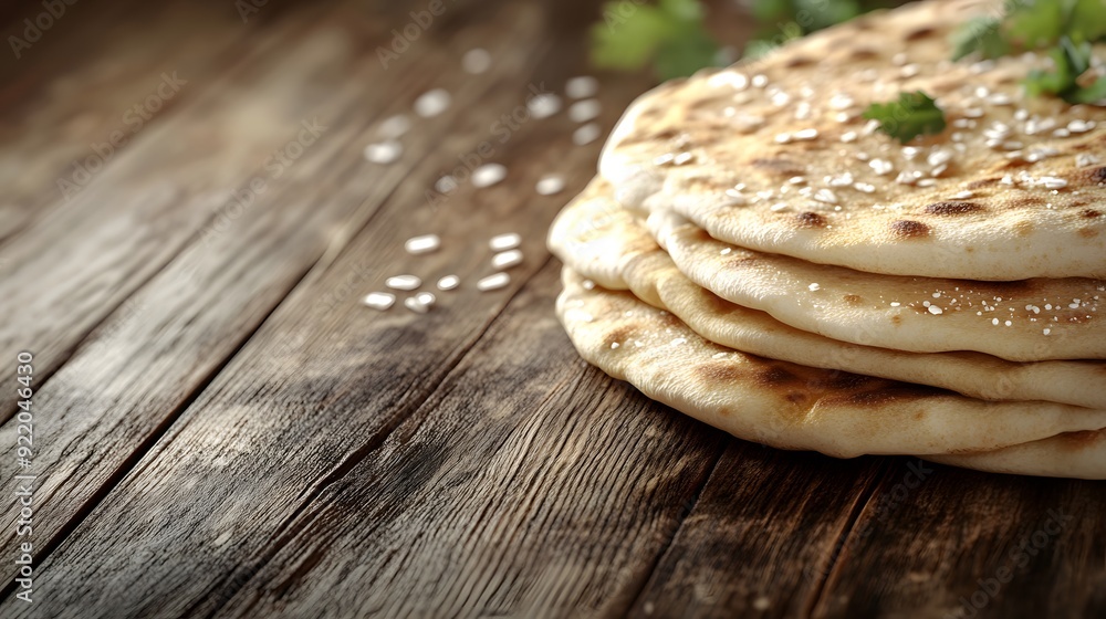 Vibrant photos of pita bread on wooden background breakfasts Vibrant photos of pita bread on wooden background breakfasts