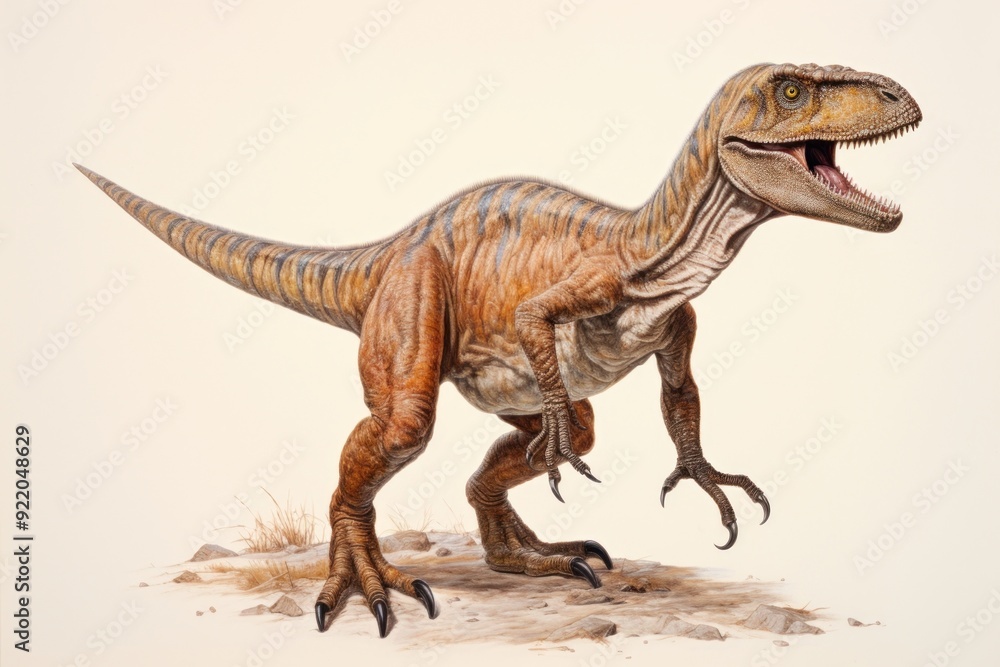 Fototapeta premium Velociraptor dinosour full body dinosaur reptile animal.