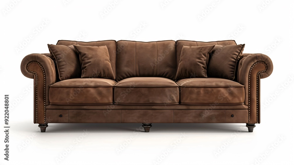 Brown Leather Sofa with Cushions Brown Leather Sofa with Cushions