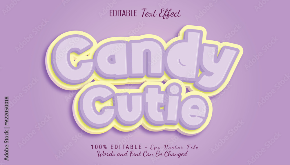 Naklejka premium candy cutie 3d text effect design
