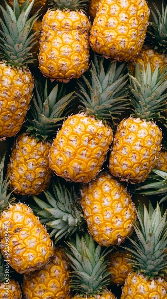 Freshly harvested pineapples forming a textured background Freshly harvested pineapples forming a textured background