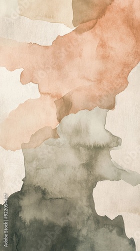 Wallpaper Mural Abstract watercolor painting with soft organic shapes in natural tones Torontodigital.ca