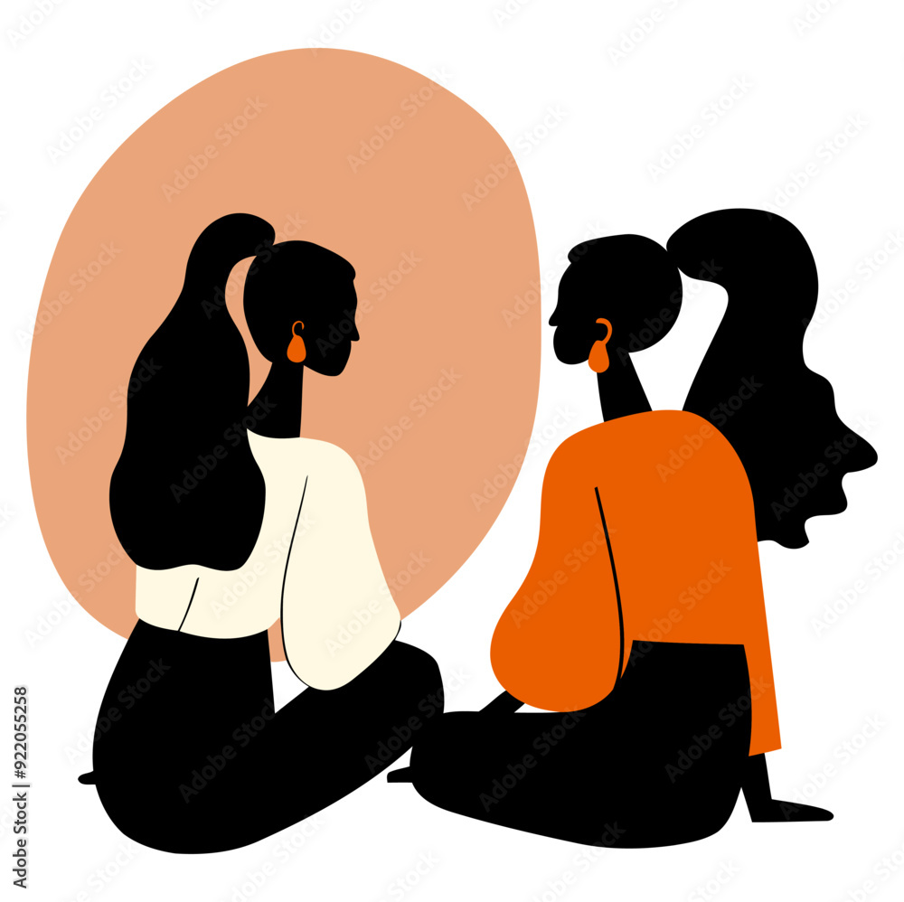 Two Abstract Women Gossiping Flat Vector Illustration Two Abstract Women Gossiping Flat Vector Illustration