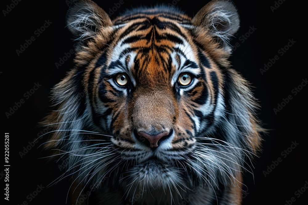 Naklejka premium Close-Up Portrait of a Majestic Tiger