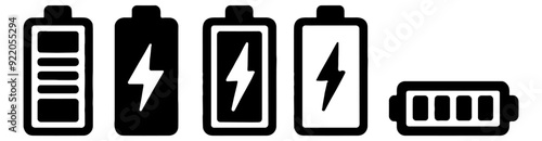 Battery Icons Set Silhouette Flat Vector Illustration