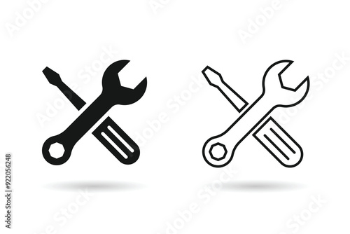 Repair icon set. Wrench and screwdriver icon. Settings symbol vector Illustration