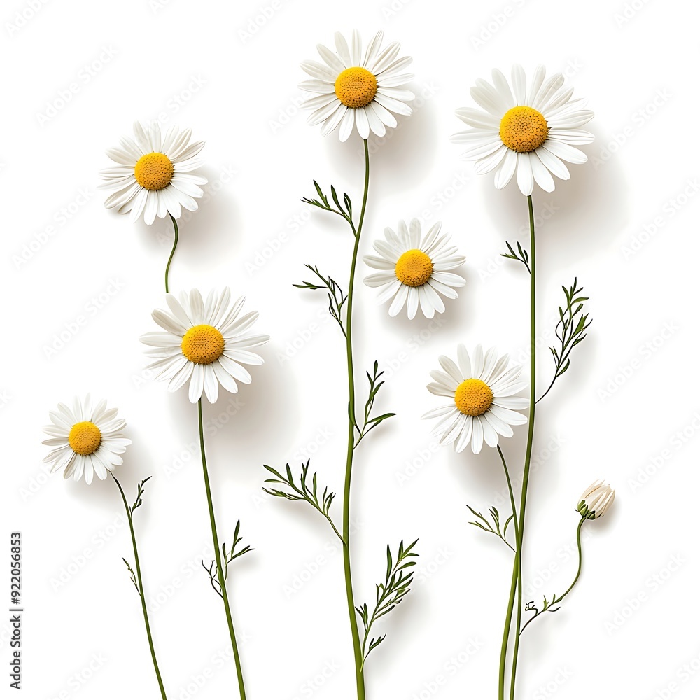 chamomile flowers on White Background. chamomile on white background. chamomile flowers on White Background. chamomile on white background.