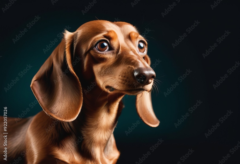 Dachshund on Black background. Portrait of Red Dachshund Dog Dachshund on Black background. Portrait of Red Dachshund Dog