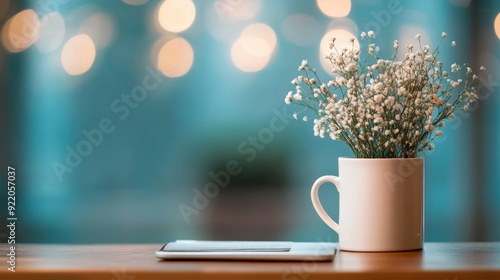 A quiet corner in a coffee shop, with a laptop and a notebook, showcasing an entrepreneur working remotely in a casual setting.