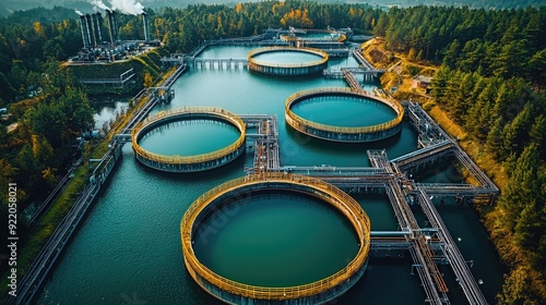 Storing Green Biogas in Anaerobic Digestion Tanks for Carbon-Neutral Power Generation. Concept Anaerobic Digestion, Green Biogas, Power Generation, Carbon-Neutral, Storage Tanks