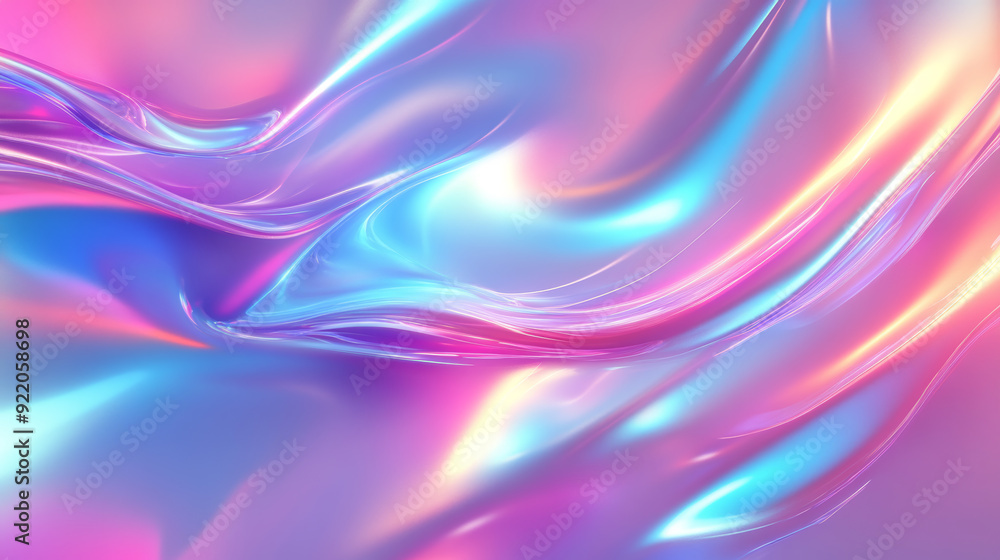 Fototapeta premium Holographic Neon background ,Colorful psychedelic Abstract. Pastel color waves for Background. modern design background
