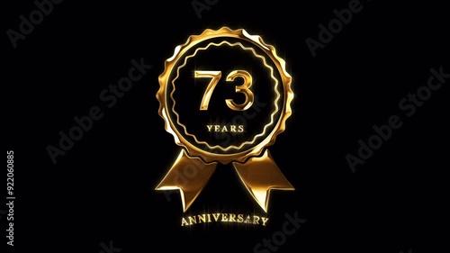 73rd Anniversary Celebration. Happy 73 Years Anniversary Animation in Gold Color on the Transparent Background, Alpha Channel. Great for greetings, celebrations, events, and gifts. photo