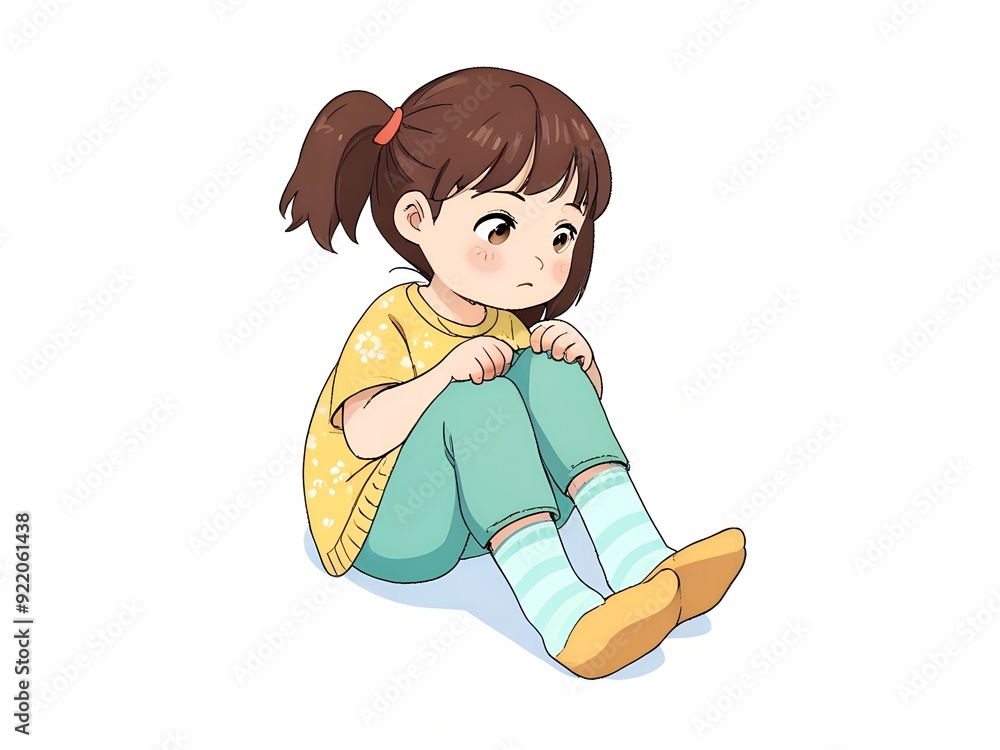 Little girl sitting and putting on socks AI generated Little girl sitting and putting on socks AI generated