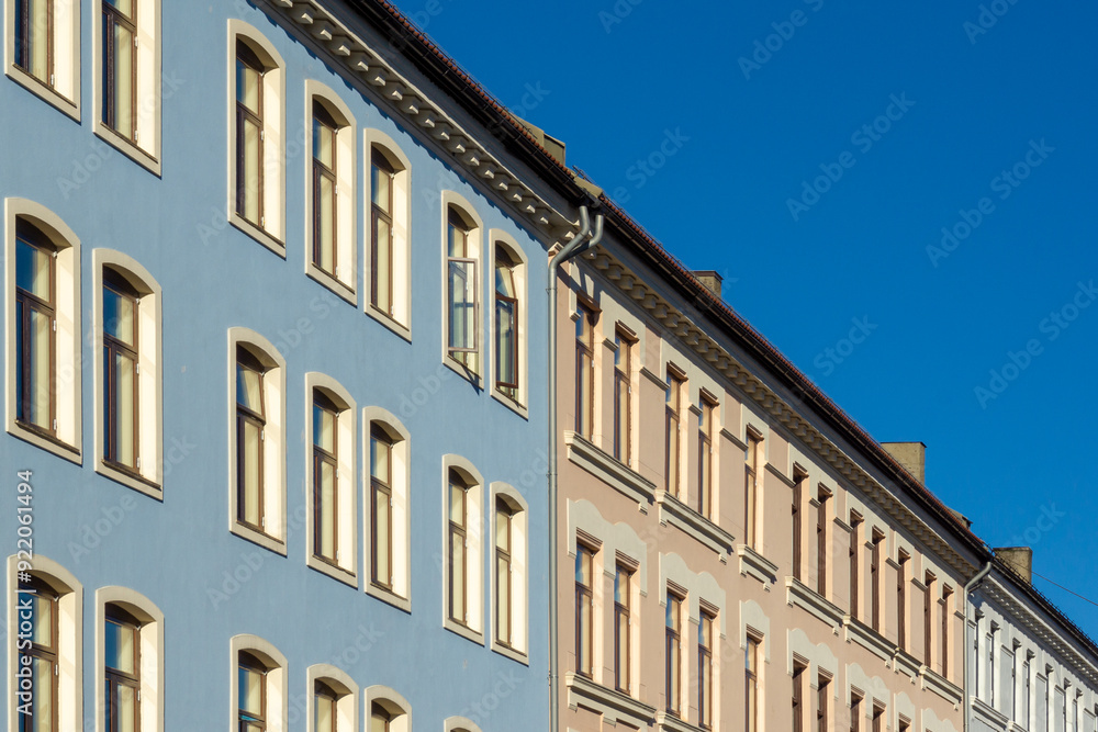 Naklejka premium Oslo facades. Building Exterior Maintenance and Colour Palette.